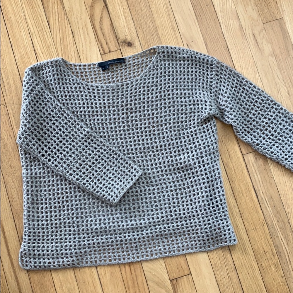 360 Cashmere Crocheted Sweater Tan